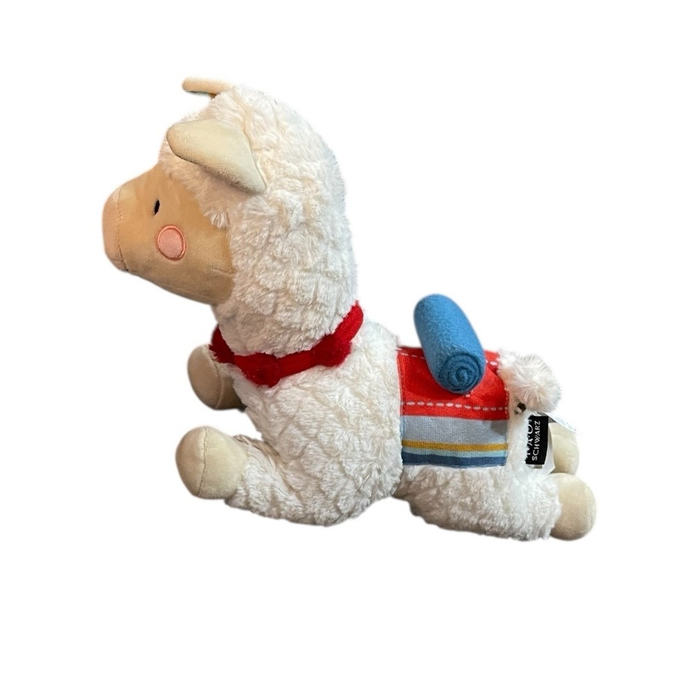 FAO Schwarz Llama Alpaca Plush Cozy White Laying Rainbow Ears Blanket  Western